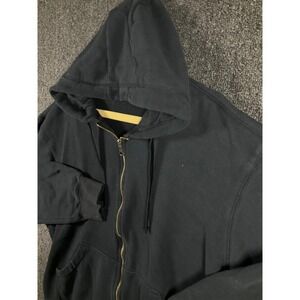 Foot Locker Mens Full Zip Hoodie Black Fleece Sweatshirt XL RN 69778